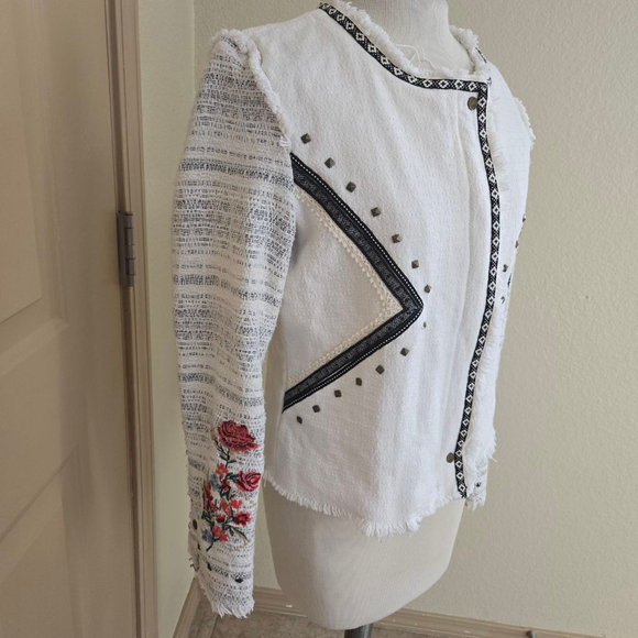Chase White Woven Chase Smart Jacket Desigual Style 72E2YG4 Sz 8 40 - Picture 4 of 10